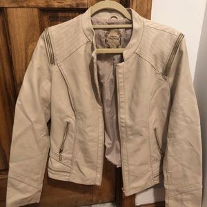 Women’s Cream Leather Jacket